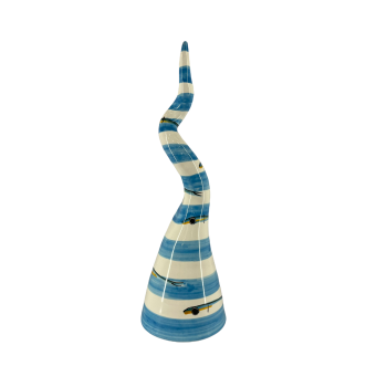 Blue striped ceramic horn...